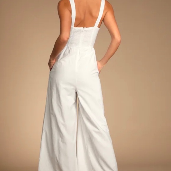 White Wide Leg Jumpsuit - Picture 3 of 10